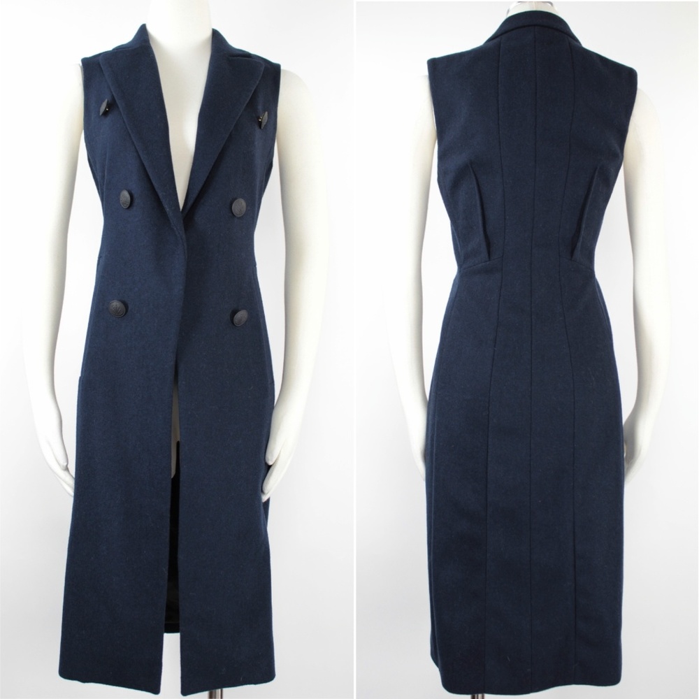 Rag & Bone Fitted Faye Wool Navy Vest Coat N48 - Picture 5 of 8